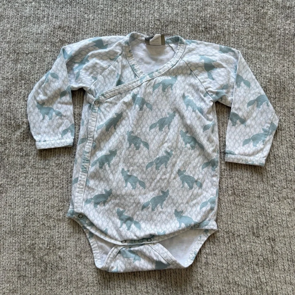 Kate Quinn Organic Cotton Fox Print Kimono‎ Bodysuit 18-24M